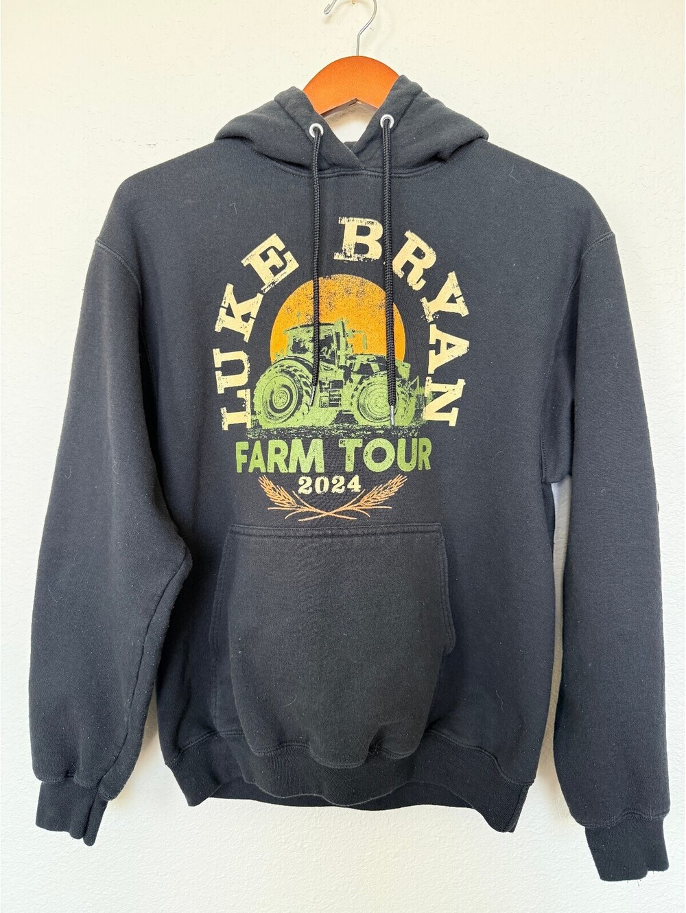 Luke Bryan Farm Tour 2024 Hoodie Port & Company Black Tractor Pullover Size M